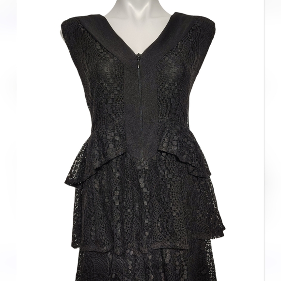 Gothic Alfani Black Lace Sleeveless Tiered Ruffle Dress Size XL - Picture 5 of 8